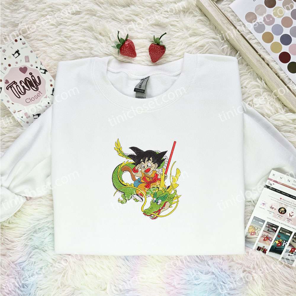 Little Goku And Shenlong Dragon Ball Anime Embroidered Shirt