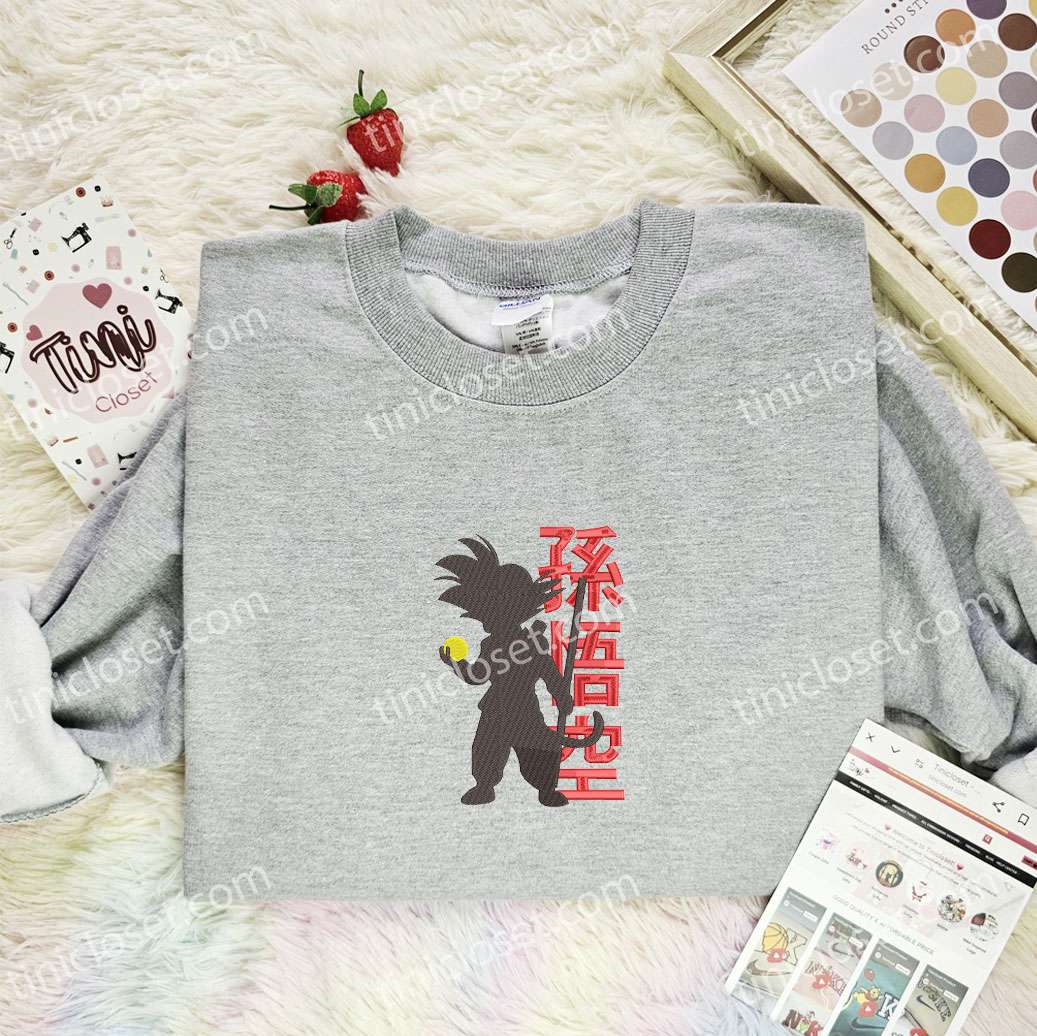 Little Goku Silhouette Dragon Ball Anime Embroidered Shirt