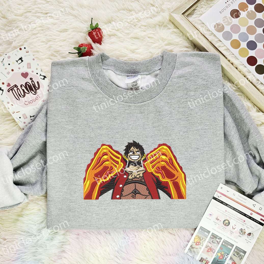 Luffy Fire Fists One Piece Anime Embroidered Shirt