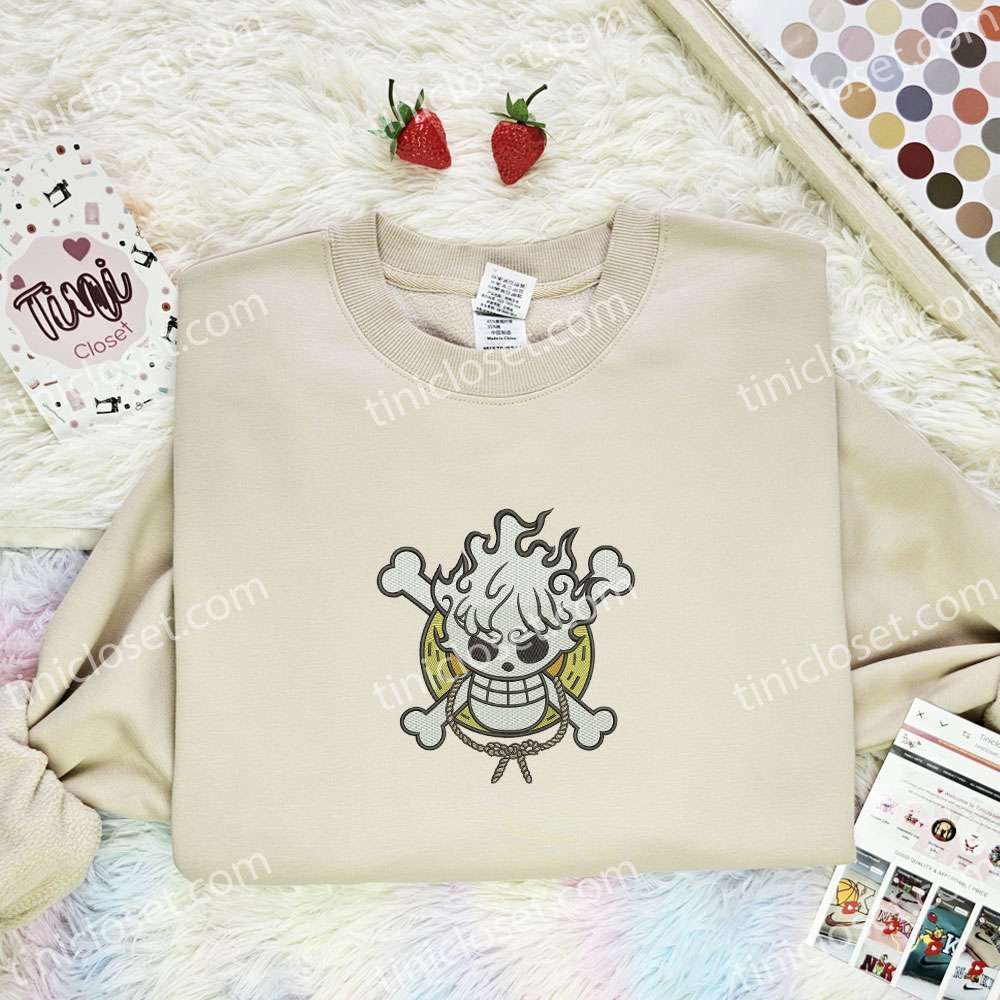 Luffy Gear 5 Jolly Roger One Piece Anime Embroidered Shirt