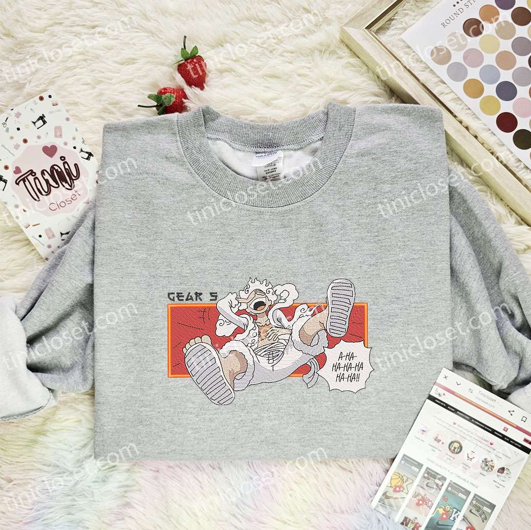 Luffy Gear 5 Laugh One Piece Anime Embroidered Shirt