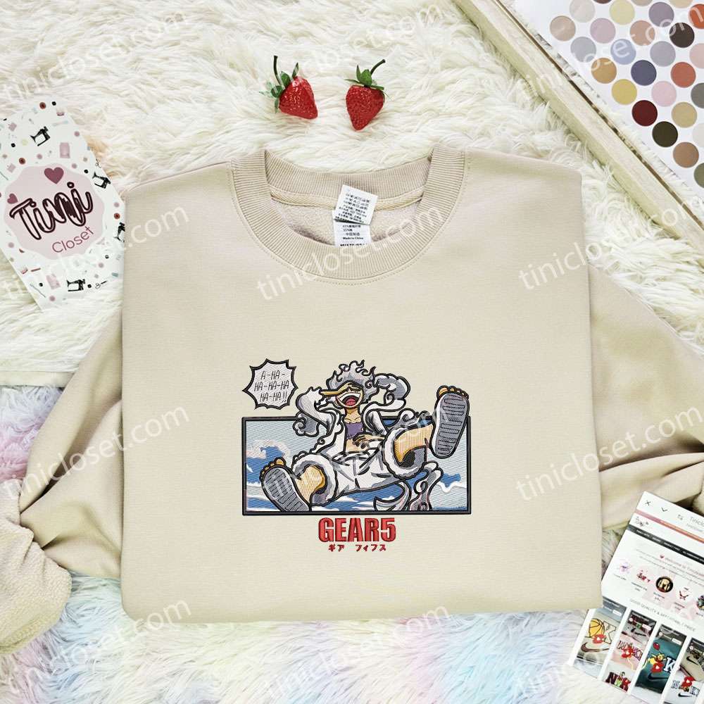 Luffy Gear 5 Laugh One Piece Anime Embroidered Shirt