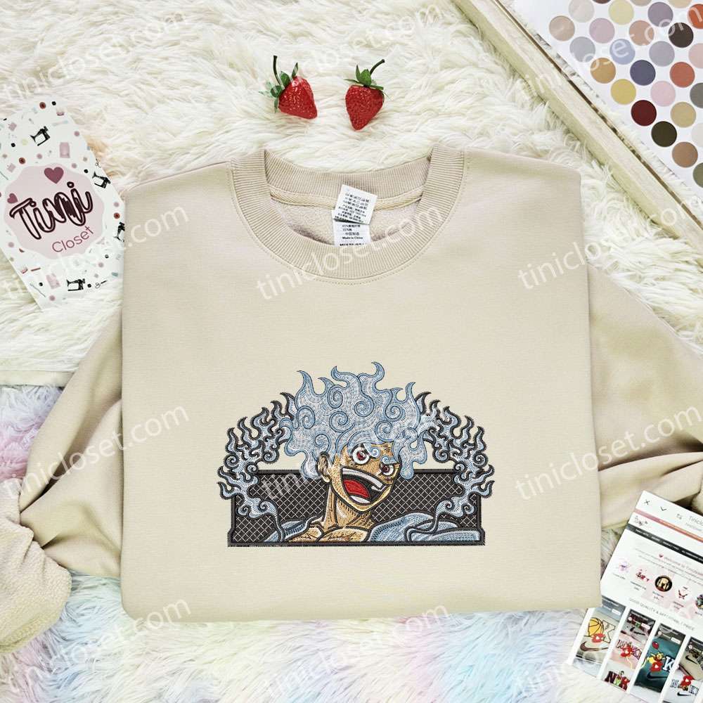 Luffy Gear 5 One Piece Anime Embroidered Shirt