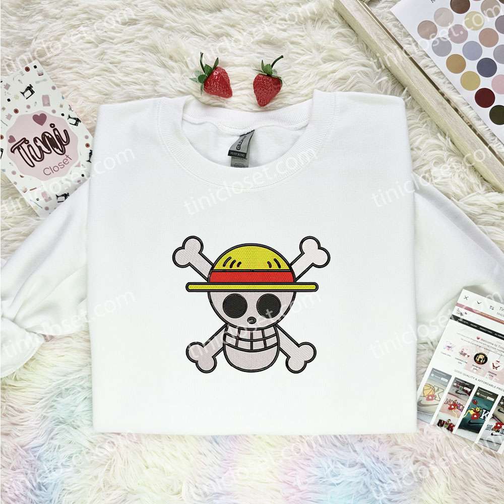 Luffy Jolly Roger One Piece Anime Embroidered Shirt