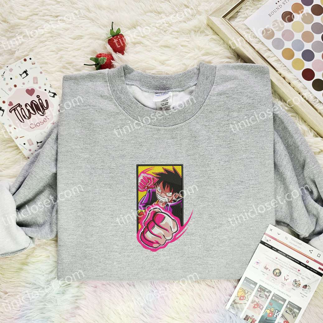 Luffy Punch One Piece Anime Embroidered Shirt
