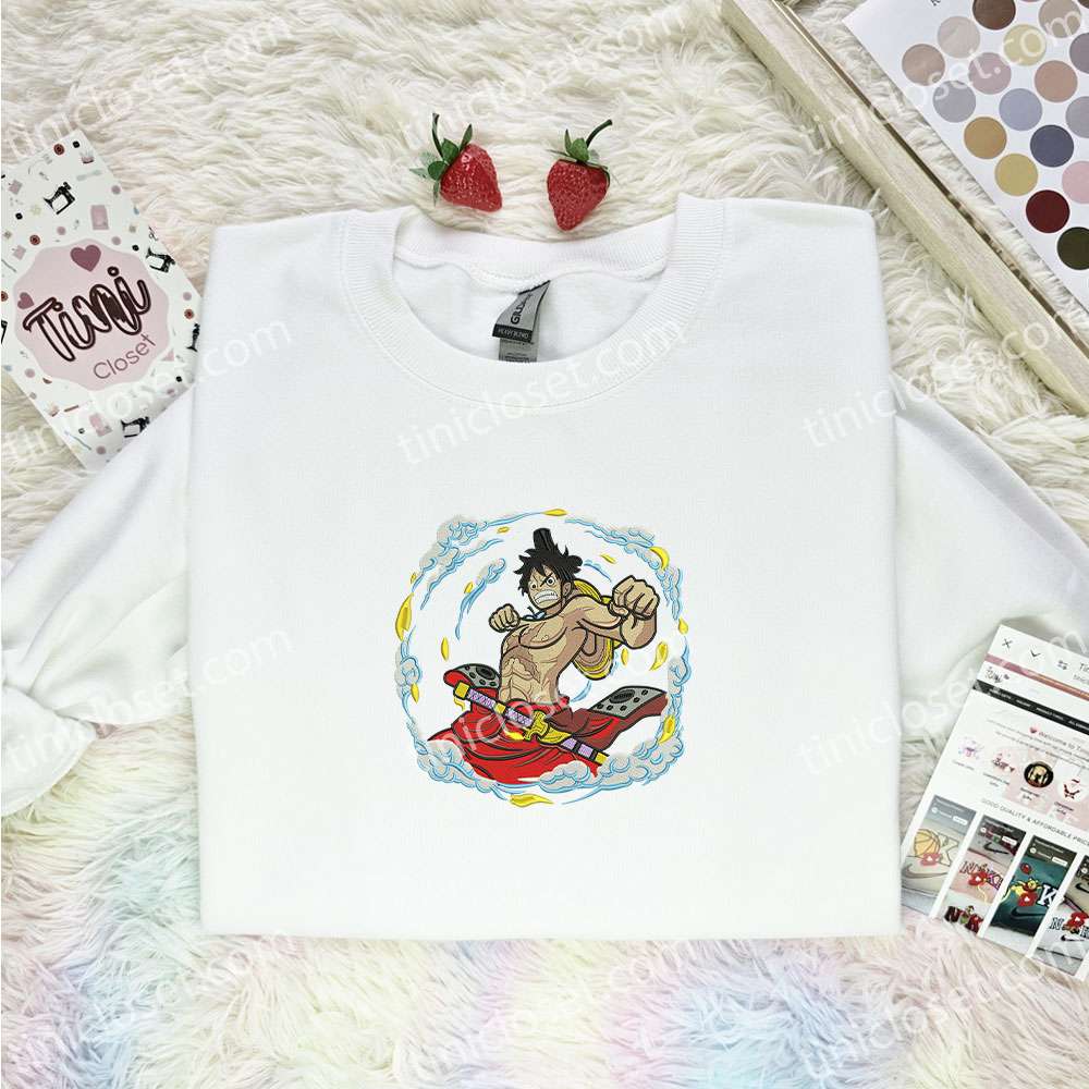 Luffy Rampage One Piece Anime Embroidered Shirt
