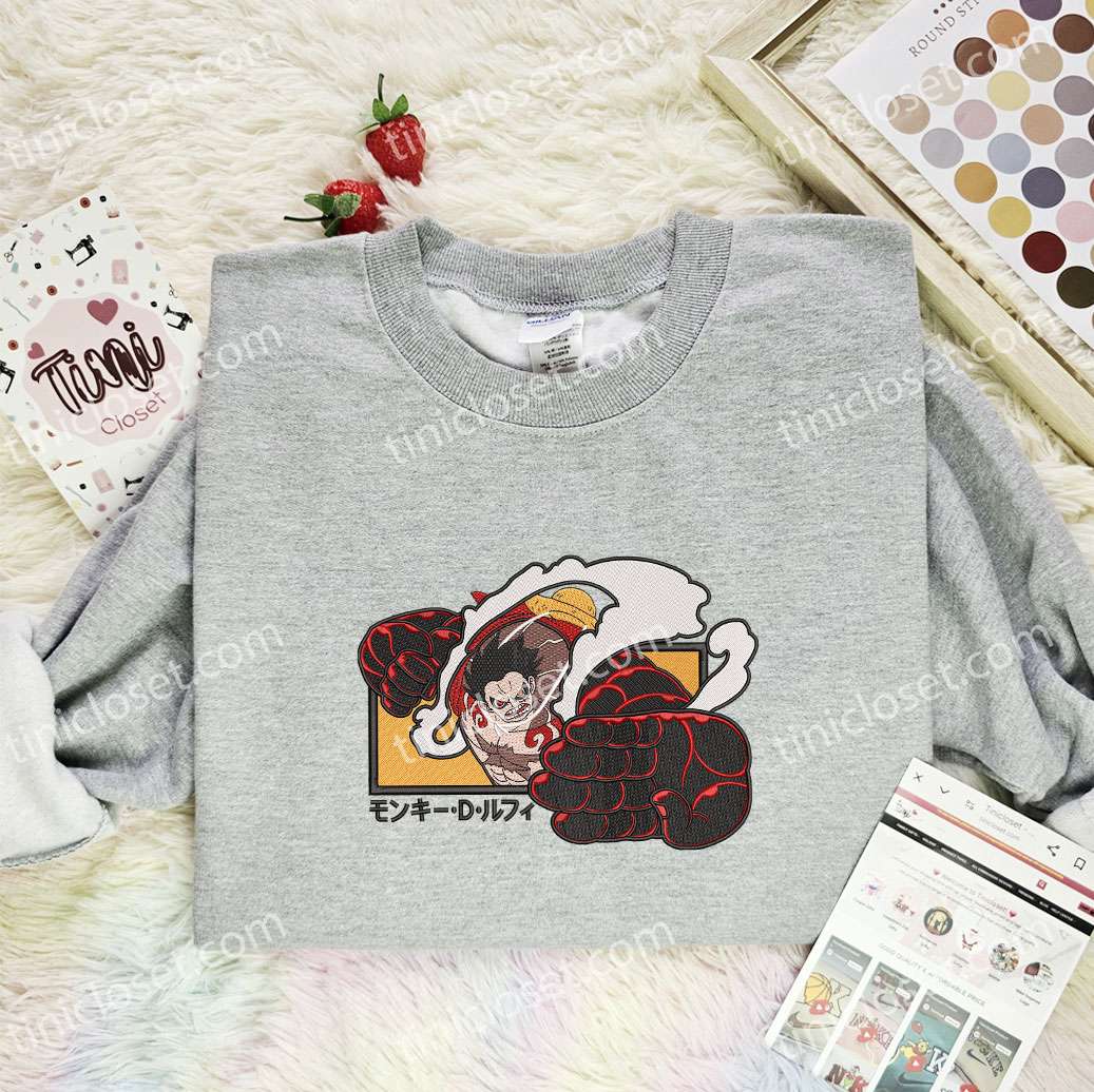 Luffy Black Arms One Piece Anime Embroidered Shirt