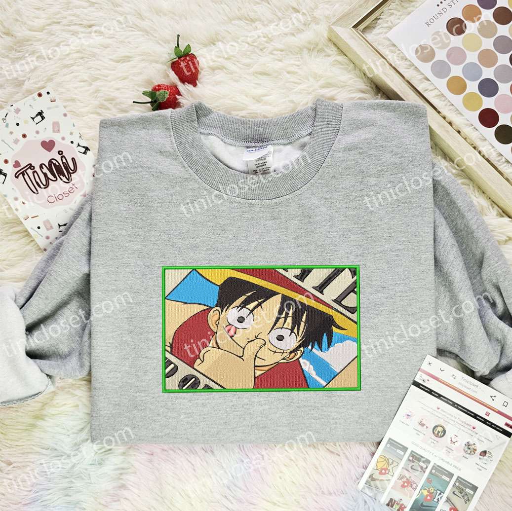 Luffy Wanted One Piece Anime Embroidered Shirt