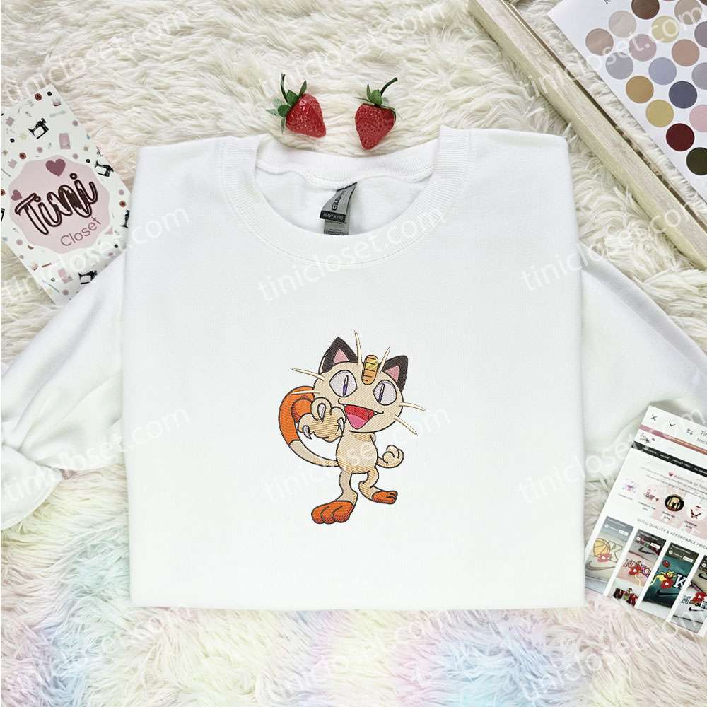 Meowth Pokemon Anime Embroidered Shirt