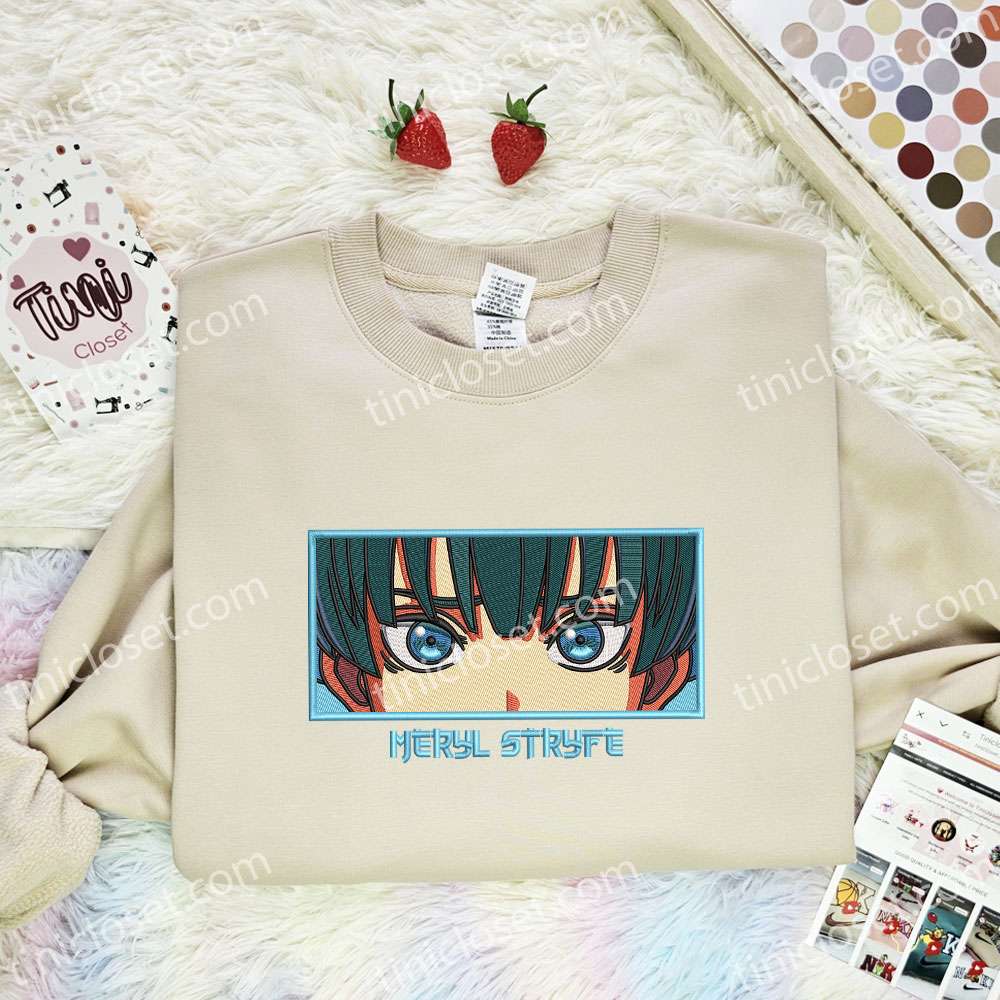 Meryl Stryfe Eyes Embroidered Shirt, Trigun Embroidered Hoodie, Anime Embroidered Sweatshirt