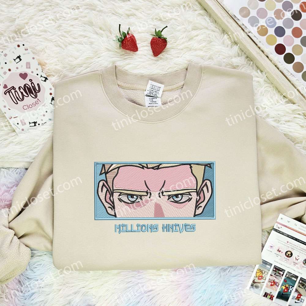 Million Knives Eyes Trigun Anime Embroidered Shirt