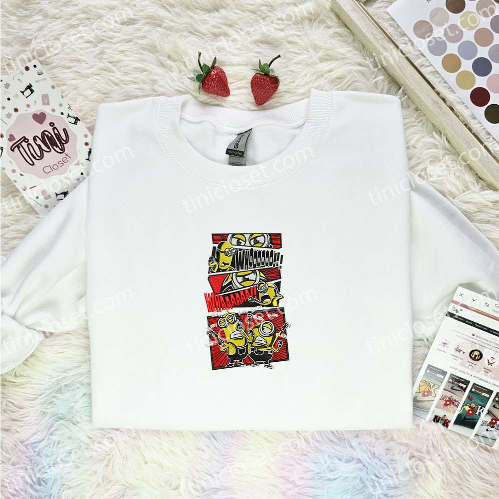 Minions Fighting Comic Cartoon Embroidered Shirt