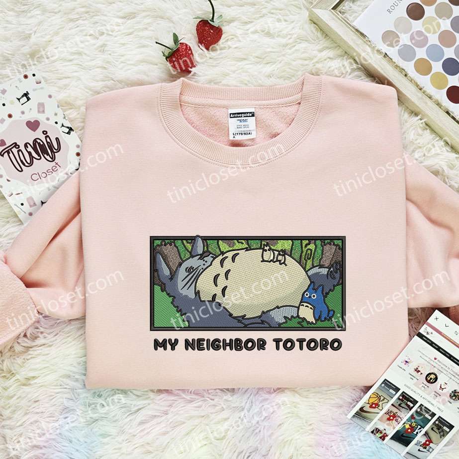 My Neighbor Totoro Embroidered Shirt, Ghibli Embroidered Hoodie, Anime Embroidered T-Shirt