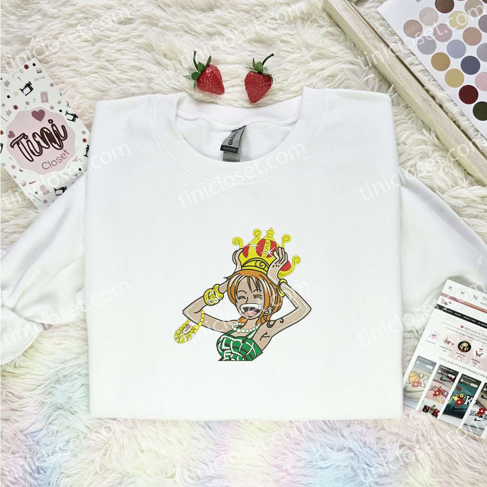 Nami Crown One Piece Anime Embroidered Shirt