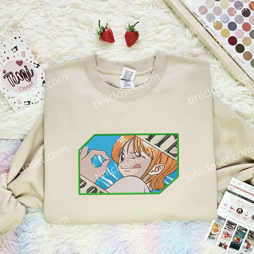 Nami Wanted One Piece Anime Embroidered Shirt