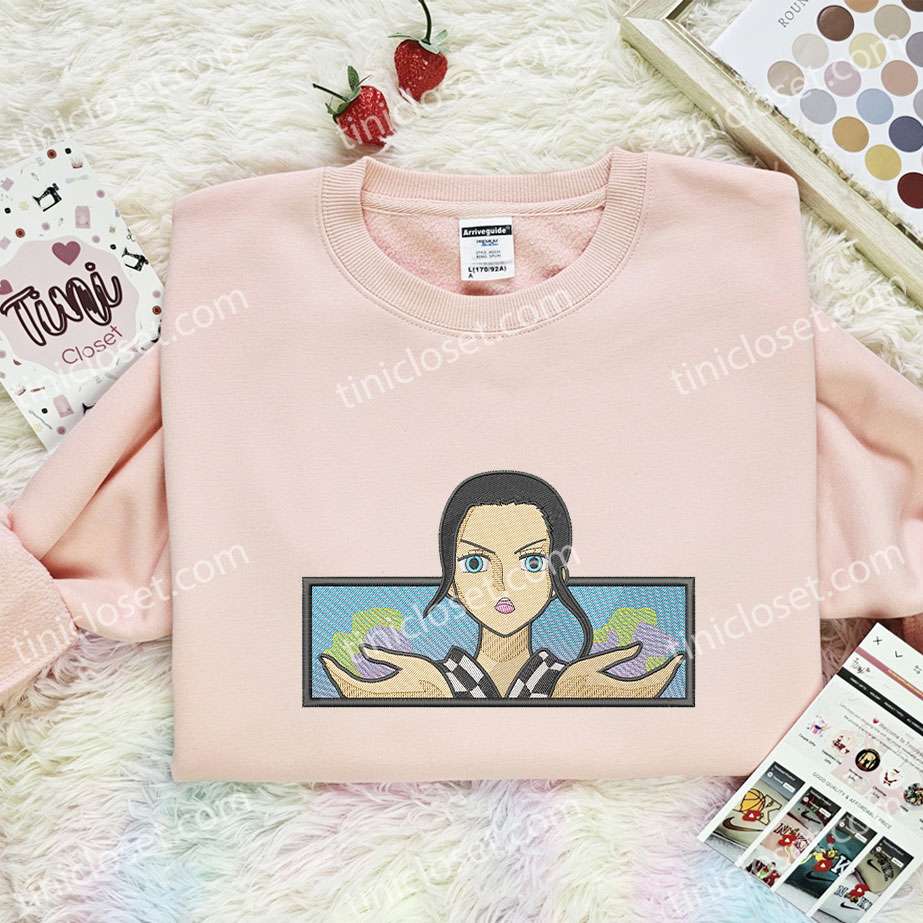 Nico Robin Embroidered Shirt, One Piece Embroidered Hoodie, Anime Embroidered Sweatshirt