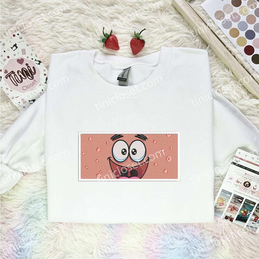 Patrick Star Embroidered Shirt, Cartoon Embroidered Hoodie, Best Gift Idea