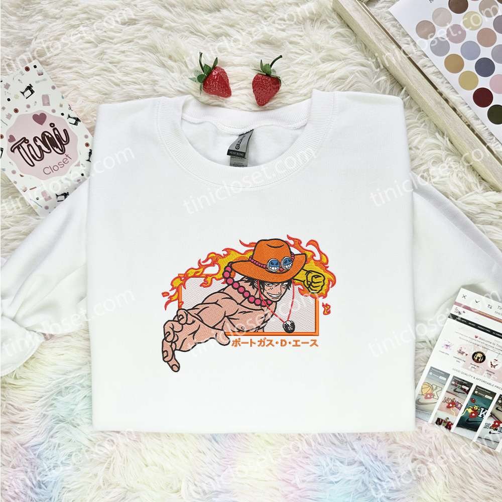 Portgas D Ace One Piece Anime Embroidered Shirt