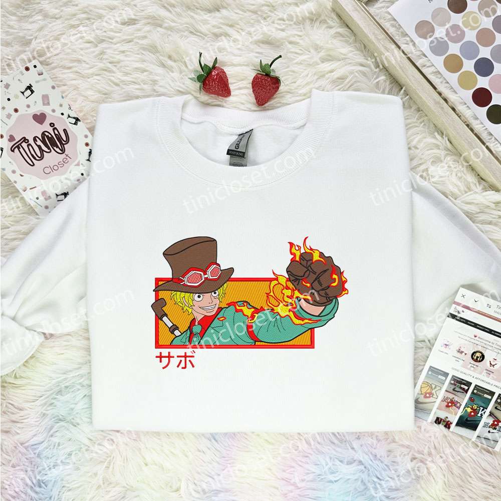 Sabo Embroidered Shirt, One Piece Embroidered Hoodie, Anime Embroidered Sweatshirt