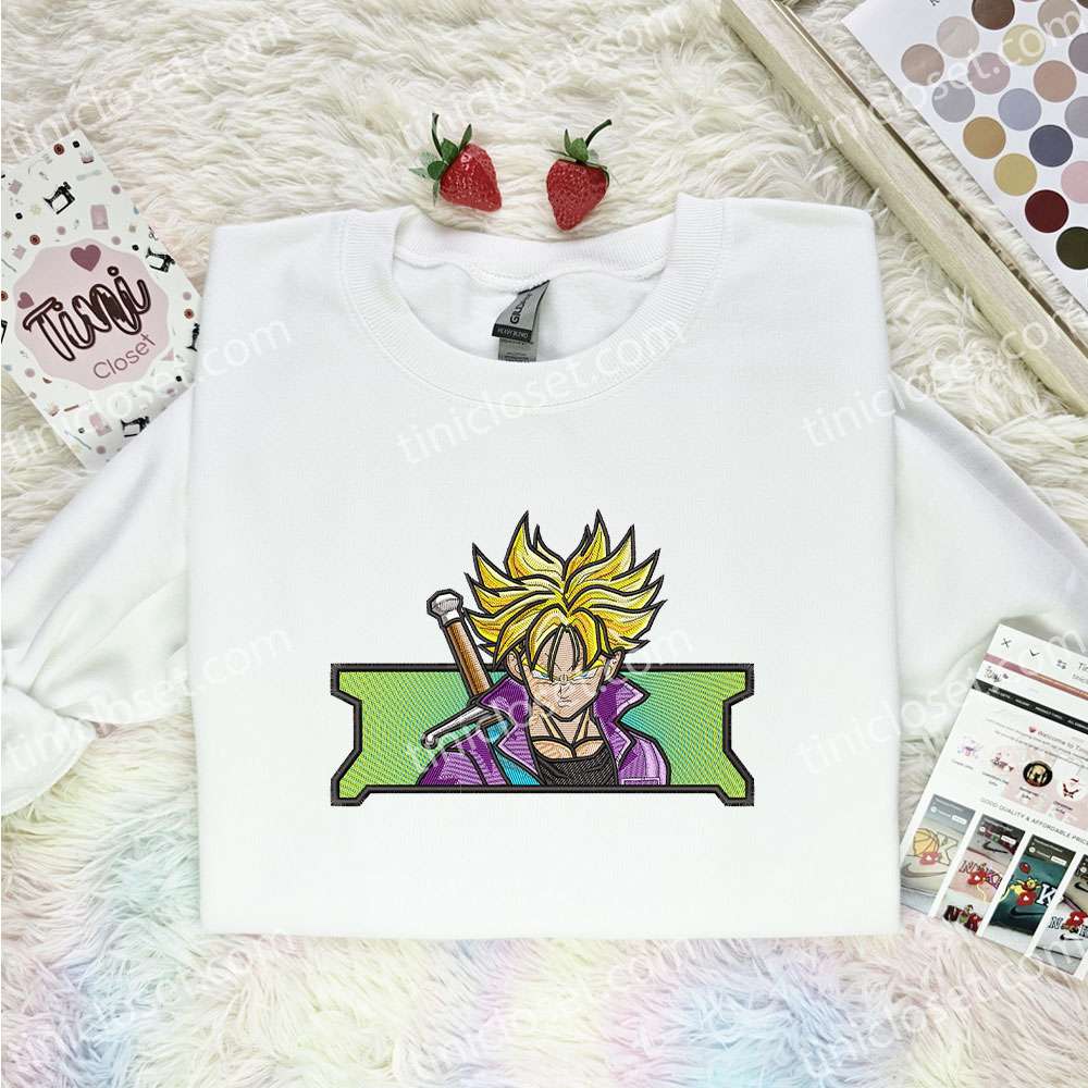 Trunks Embroidered Shirt, Dragon Ball Embroidered Hoodie, Anime Embroidered Sweatshirt