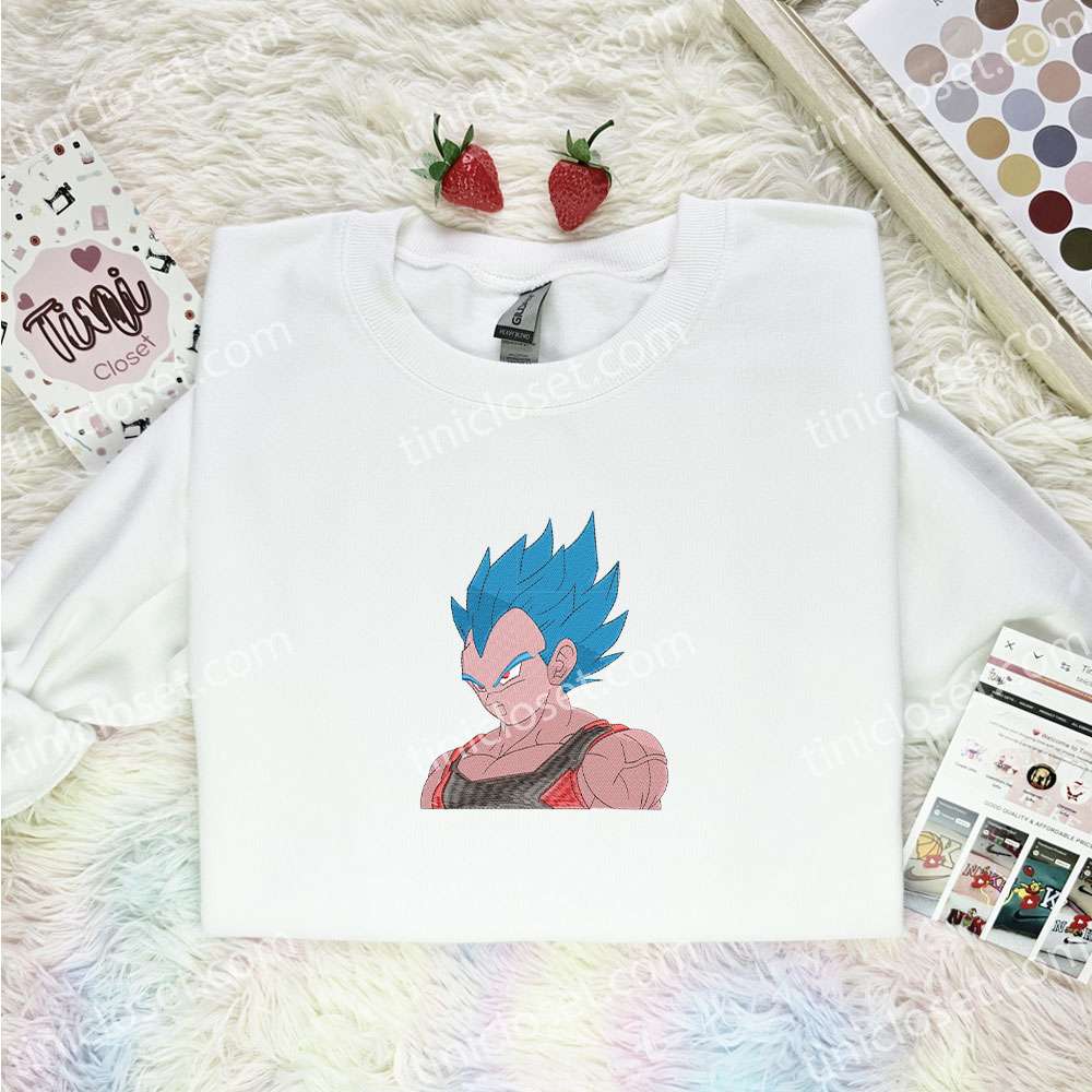 Vegeta Embroidered Shirt, Dragon Ball Embroidered Hoodie, Anime Embroidered Sweatshirt