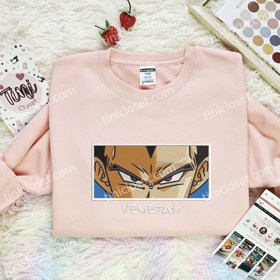 Vegeta Eyes Embroidered Shirt, Dragon Ball Embroidered Hoodie, Anime Embroidered T-Shirt