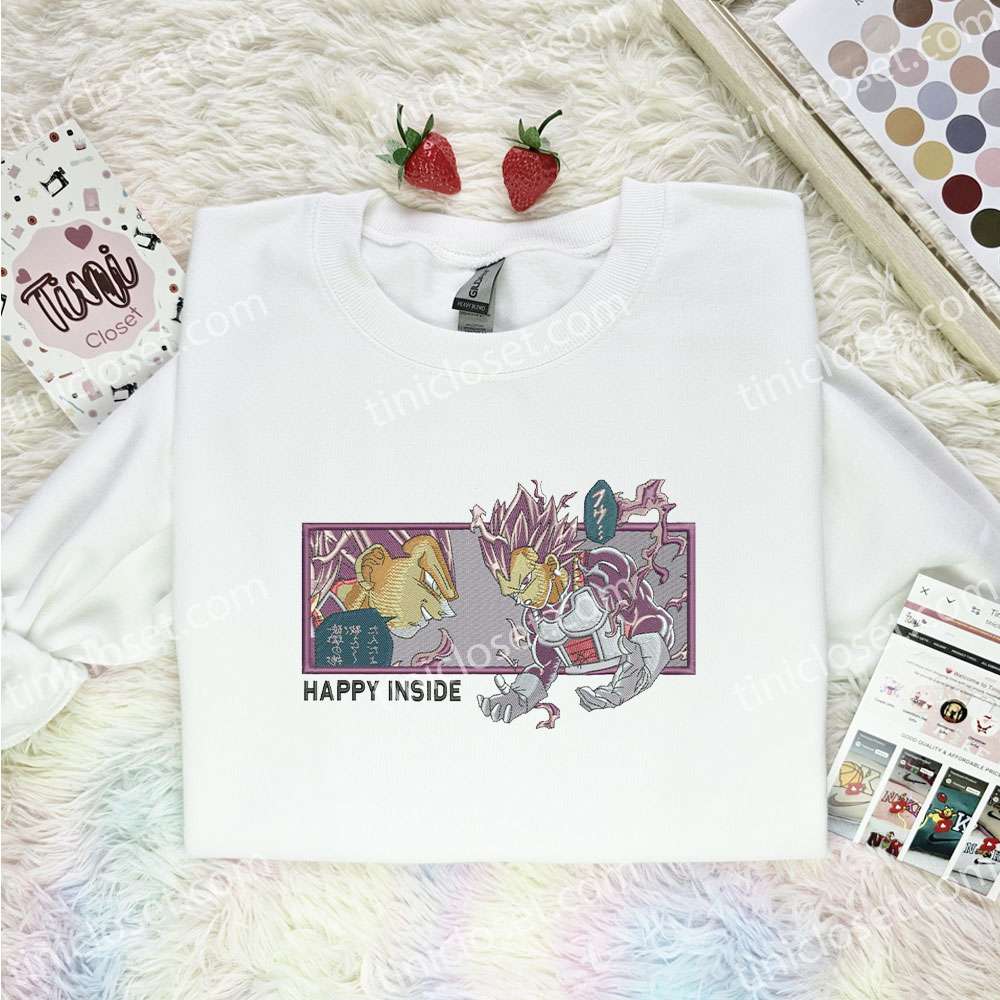 Vegeta Happy Inside Dragon Ball Anime Embroidered Shirt
