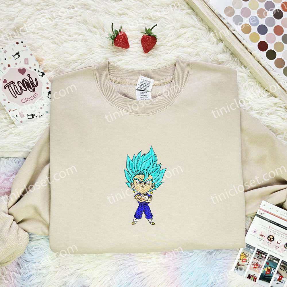 Vegeta Kid Embroidered Shirt, Dragon Ball Embroidered Hoodie, Anime Embroidered Sweatshirt