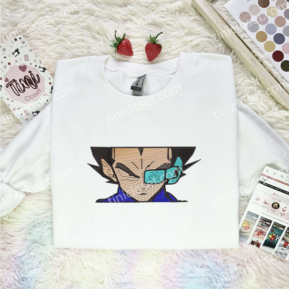 Vegeta Scout Embroidered Shirt, Dragon Ball Embroidered Hoodie, Anime Embroidered Sweatshirt