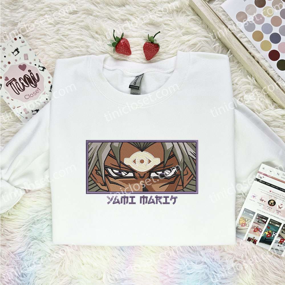 Yami Marik Eyes Embroidered Shirt, Yu Gi Oh Embroidered Hoodie, Anime Embroidered T-Shirt