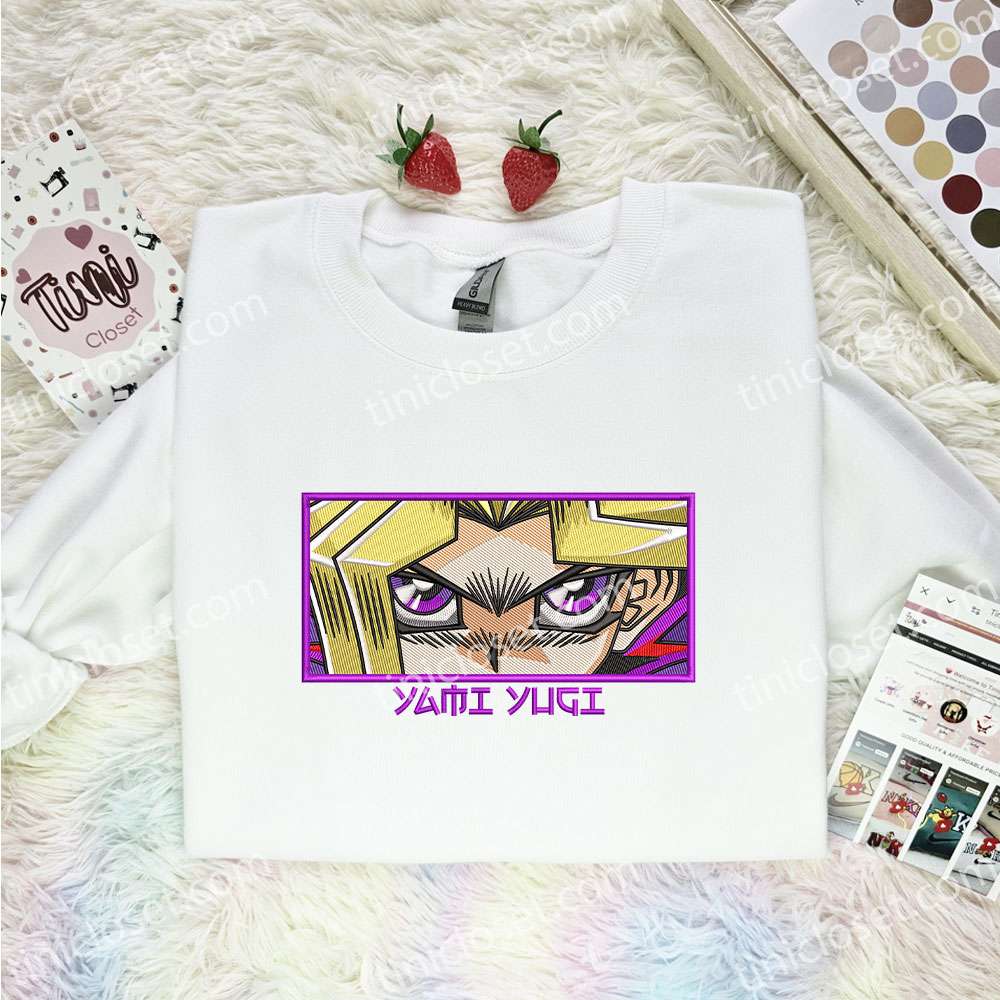 Yugi Muto Eyes Embroidered Shirt, Yu Gi Oh Embroidered Hoodie, Anime Embroidered T-Shirt