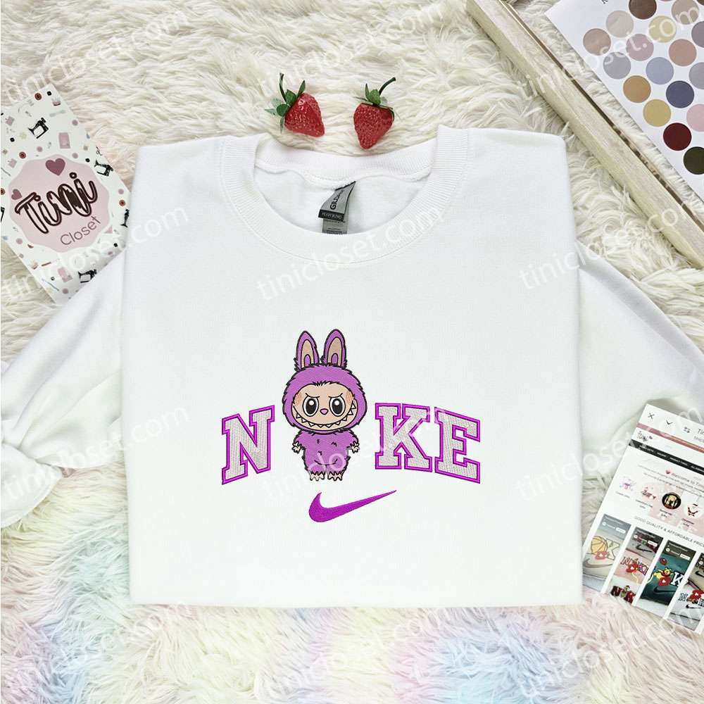 Hot Pink Labubu Embroidered Shirt, Art Toy Embroidered Hoodie, Best Gift Idea