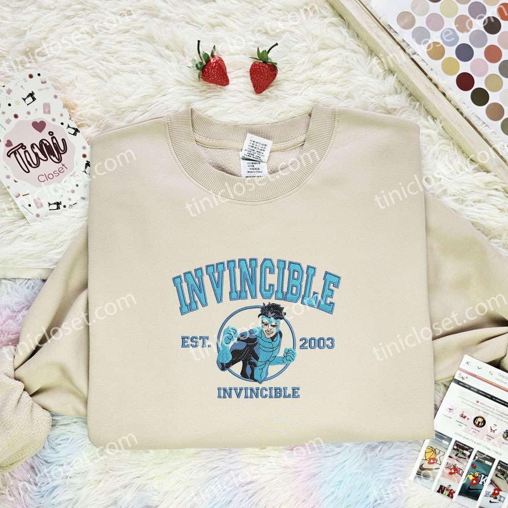 Invincible Superhero Embroidered Shirt, Cartoon Embroidered Hoodie, Best Gift Idea