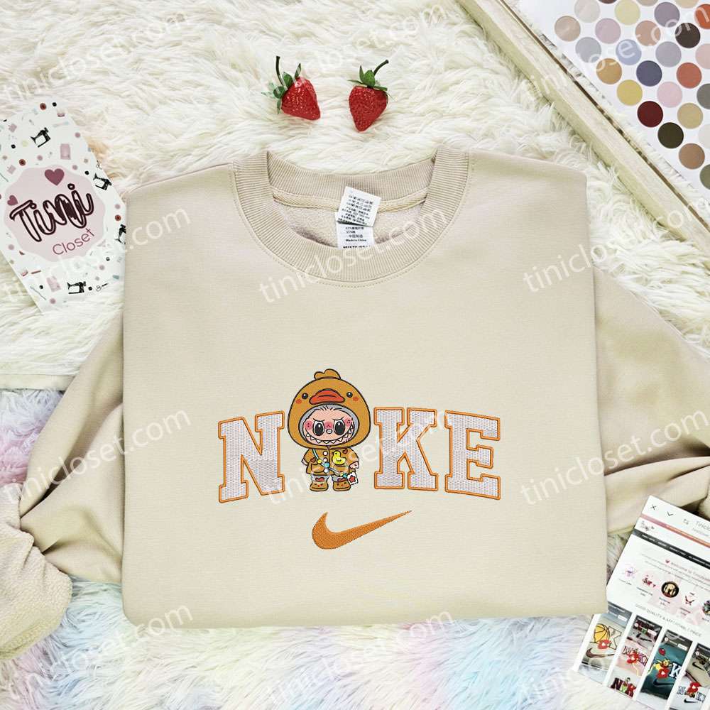 Labubu Duck Costume Embroidered Shirt, Cartoon Embroidered Hoodie, Best Gift Idea
