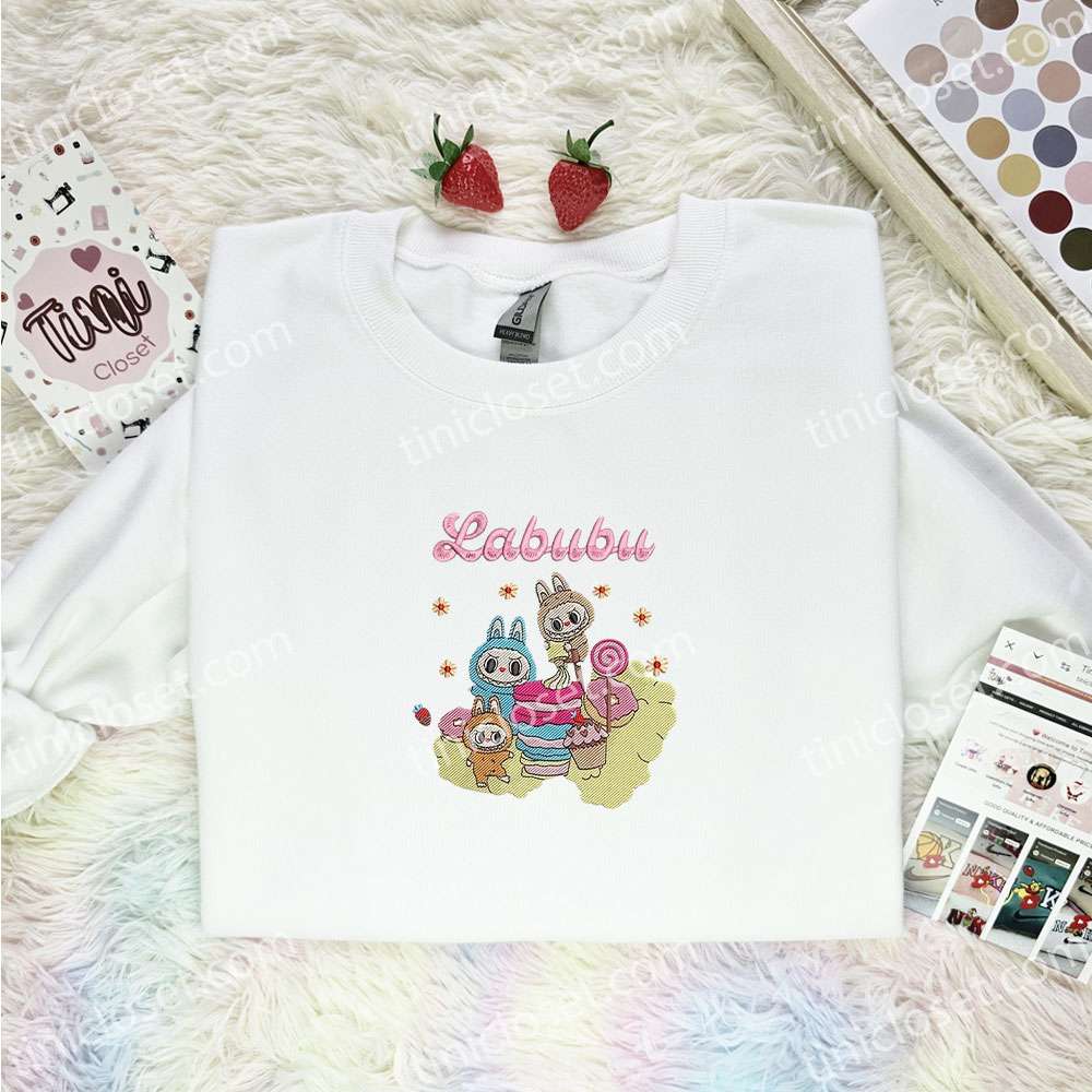 Labubu Sweet Snack Embroidered Shirt, Art Toy Embroidered Hoodie, Best Gift Idea