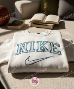 Double Line Sporty Logo Embroidered Shirt, Sports Embroidered Hoodie, Best Gift Idea