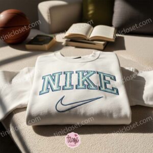 Double Line Sporty Logo Embroidered Shirt, Sports Embroidered Hoodie, Best Gift Idea