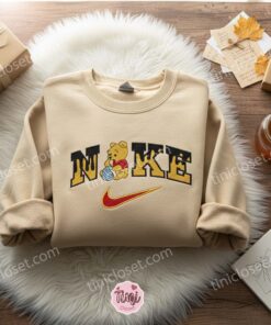 Winnie Pooh Embroidered Sweater, Winnie the Pooh Cartoon Embroidered Hoodie, Disney Embroidered Tee