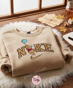 Winnie the Pooh Holding Balloon Embroidered Sweater, Disney Cartoon Embroidered Crewneck, Best Birthday Gifts