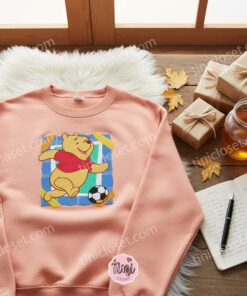 Winnie the Pooh Playing Soccer Embroidered Sweatshirt, Disney Inspired Sports Crewneck, Just Because Gift for Him 1 Winnie the Pooh Playing Soccer Embroidered Sweatshirt, Disney Inspired Sports Crewneck, Just Because Gift for Him (1)
