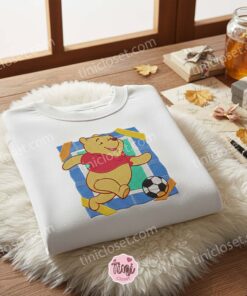 Winnie the Pooh Playing Soccer Embroidered Sweatshirt, Disney Inspired Sports Crewneck, Just Because Gift for Him