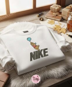 Pooh Bear Floating With Balloon Embroidered Sweatshirt, Bestie Matching Disney Top, Galentine Gift Ideas