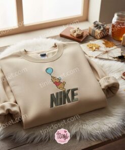 Pooh Bear Floating With Balloon Embroidered Sweatshirt, Bestie Matching Disney Top, Galentine Gift Ideas 2 Pooh Bear Floating With Balloon Embroidered Sweatshirt, Bestie Matching Disney Top, Galentine Gift Ideas (3)