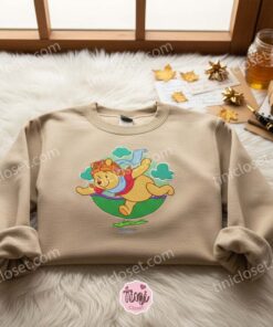 Vintage Style Flying Pooh Bear Crewneck, Cozy Gifts for Girlfriend, Embroidered Disney Character Sweatshirt 1 Vintage Style Flying Pooh Bear Crewneck, Cozy Gifts for Girlfriend, Embroidered Disney Character Sweatshirt (1)