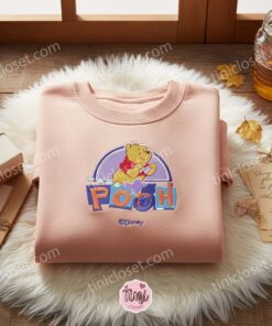Retro Winnie The Pooh Embroidered Sweatshirt, Cute Valentine Crewneck Gift For Her, Vintage Disney Style Hoodie