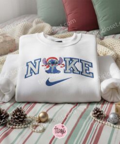 Sweet Stitch Candy Cane Santa Hat Embroidered Hoodie, Merry Stitchmas Disney Holiday Sweatshirt, Festive Christmas Snacks Apparel, Gift for Him Her