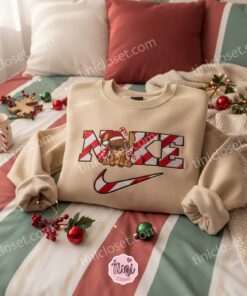 Snowy Stitch Santa Hat Candy Cane Embroidered Hoodie, Merry Stitchmas Winter Wonderland Sweatshirt, Festive Disney Holiday Apparel, Gift for Him 1 169 (1)