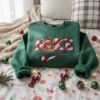 Snowy Stitch Santa Hat Candy Cane Embroidered Hoodie, Merry Stitchmas Winter Wonderland Sweatshirt, Festive Disney Holiday Apparel, Gift for Him