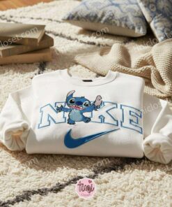 Stitch Waving Hello Embroidered Hoodie, Friendly Experiment 626 Sweatshirt, Disney Ohana Greeting Apparel, Gift for Him Her (1)