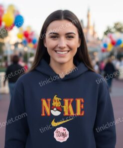 Pikachu and Pokeball Sporty Font Pullover, Matching Couple Hoodies Embroidery for Anime Fans, Pokemon T shirt (1)